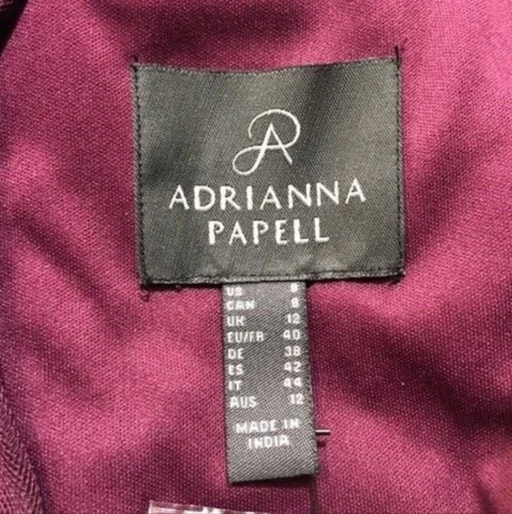 Adrianna Papell Beaded Long Blouson Dress Cassis 8 NWT - Picture 10 of 16